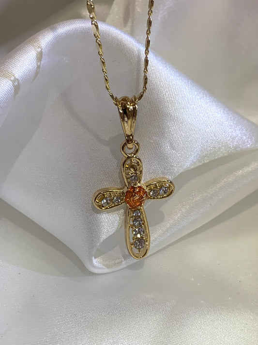Cross Rose Necklace