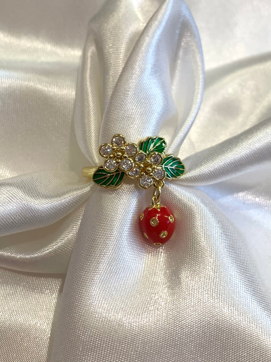 Flower Strawberry Ring (adjustable)