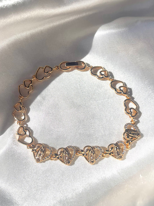 18k Virgen Hearts Bracelet