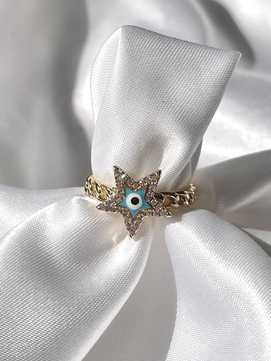 Star Evil Eye Ring (Adjustable)