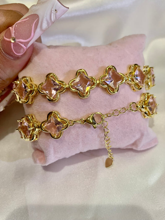 Pink Flower Diamond Bracelet