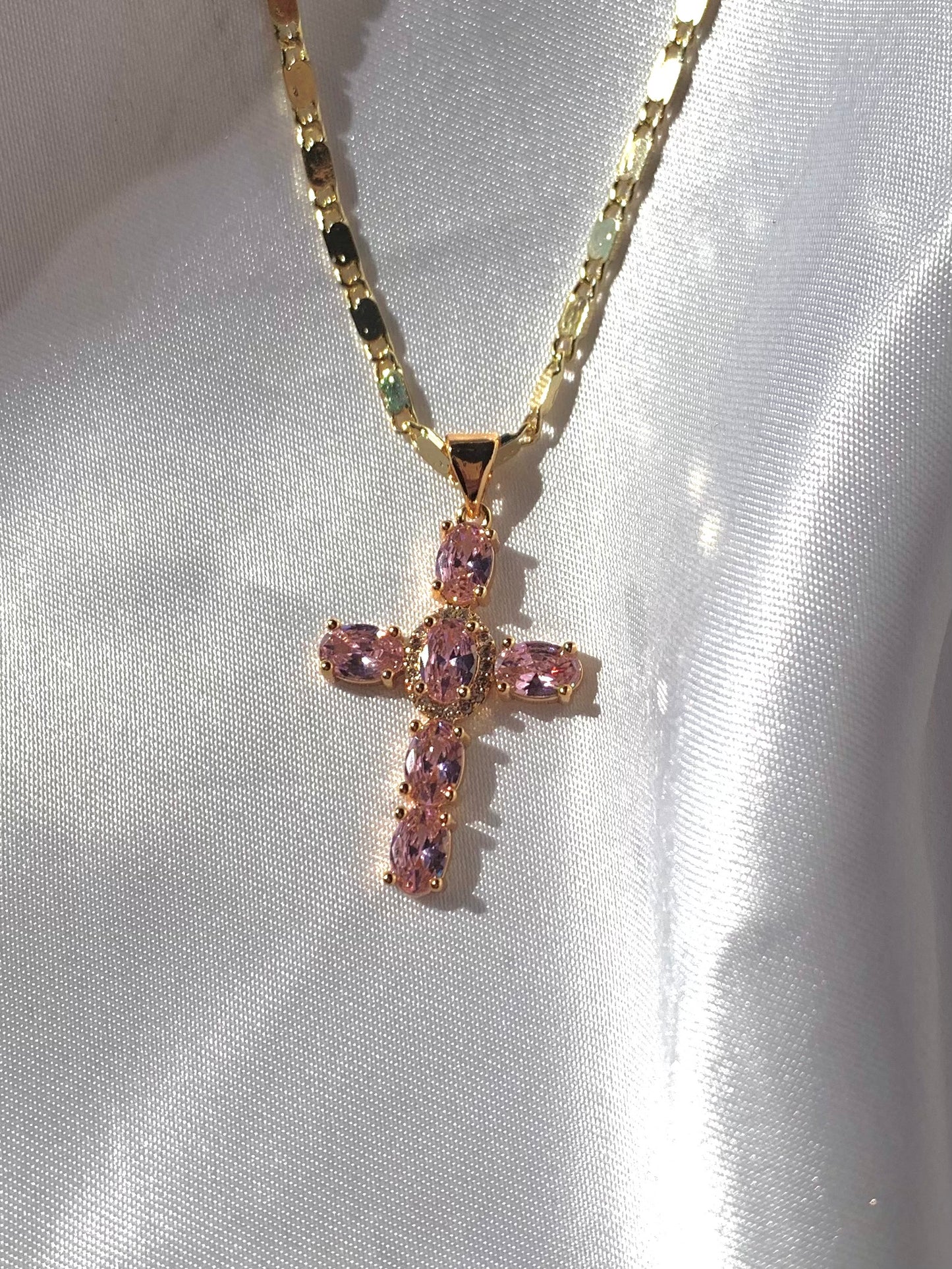 Pink Cross Necklace