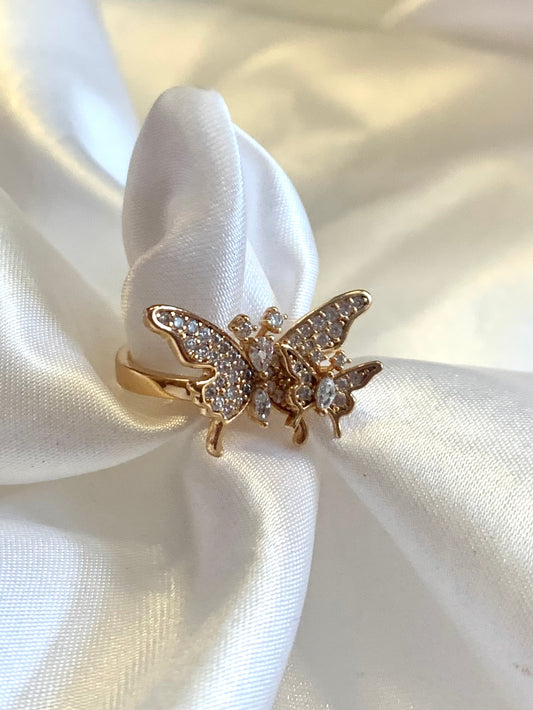 18k Butterfly Adjustable Ring