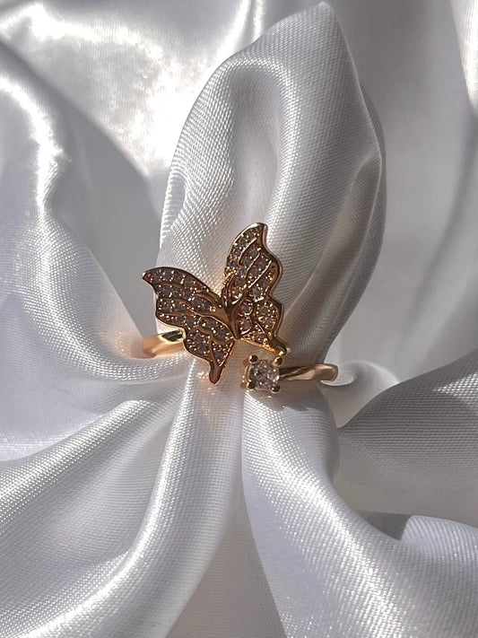 18k Butterfly Diamond Ring ( Adjustable)