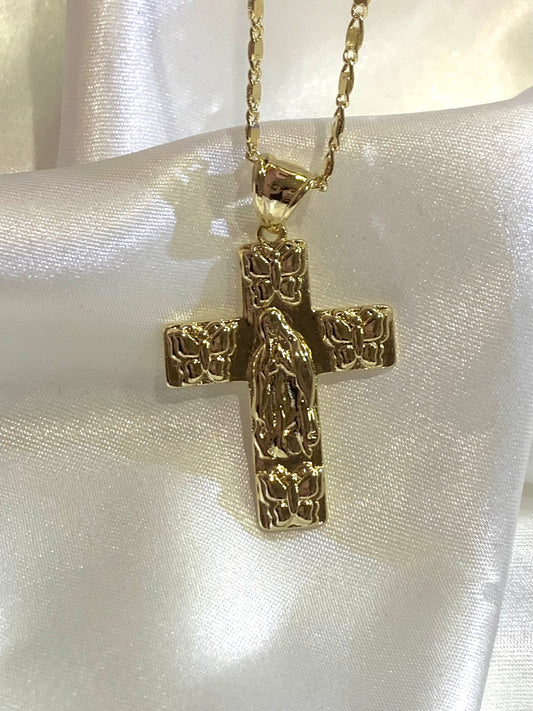 Virgen Butterfly Cross Necklace