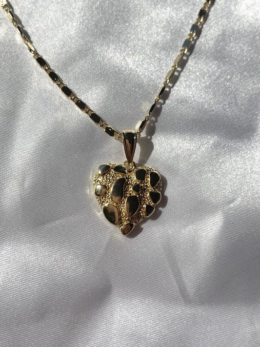 (2) Nugget Heart Necklace