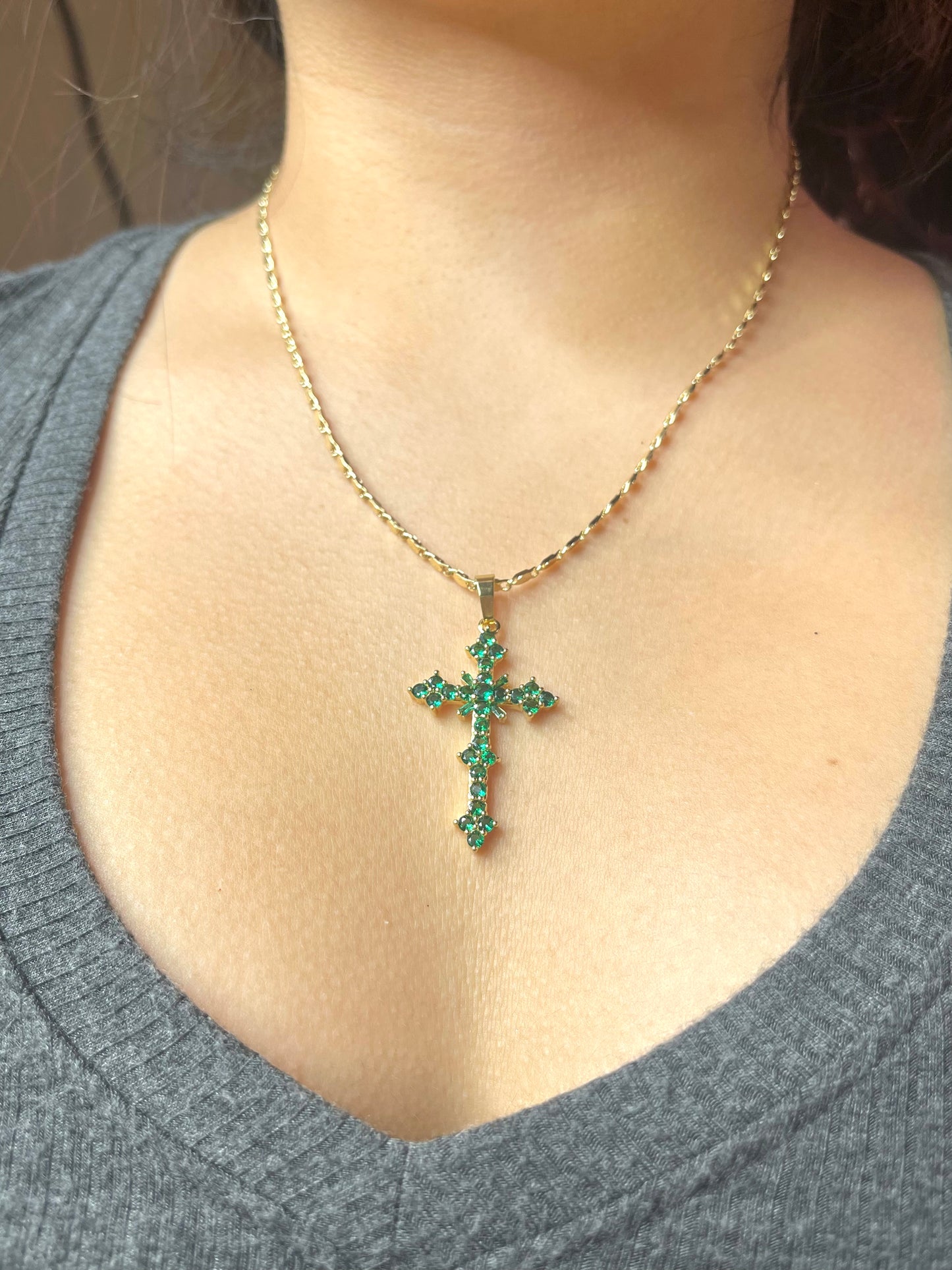 Green Cross Necklace