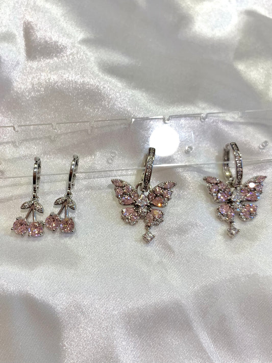 Silver Pink Earrings