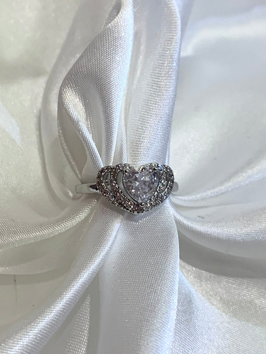 Silver Angel Heart Ring