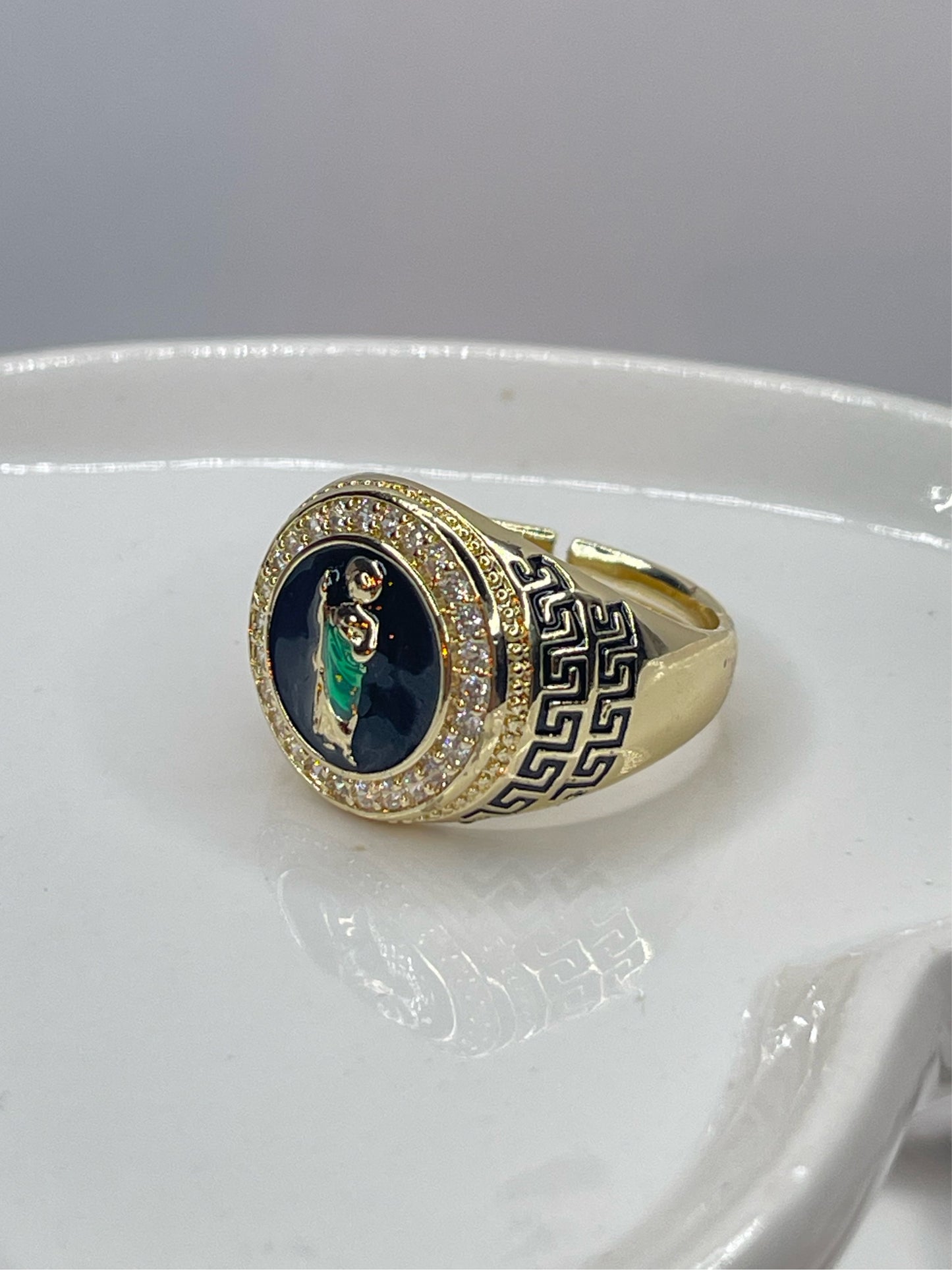 Green San Judas Adjustable Ring