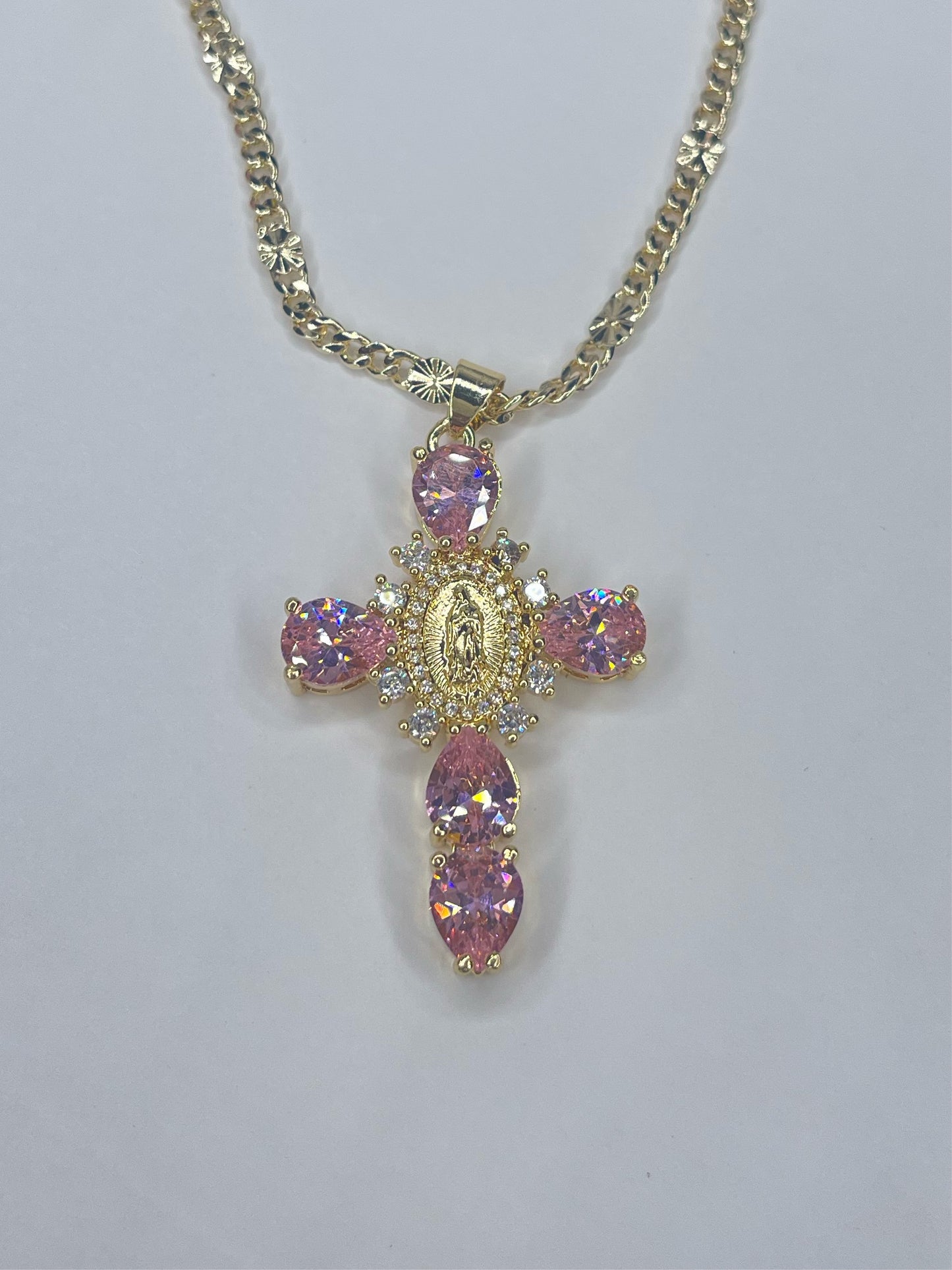 Pink Virgen Cross