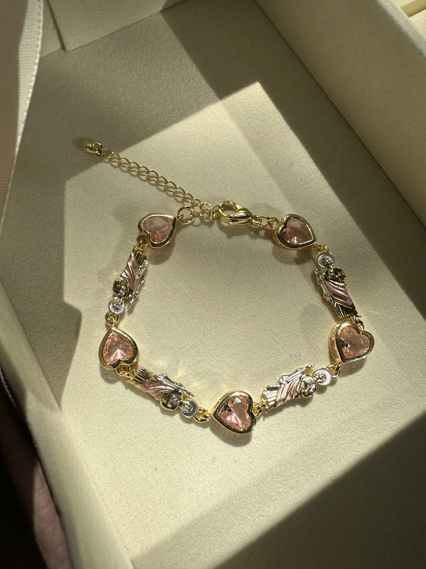 Pink San Judas Hearts Bracelet
