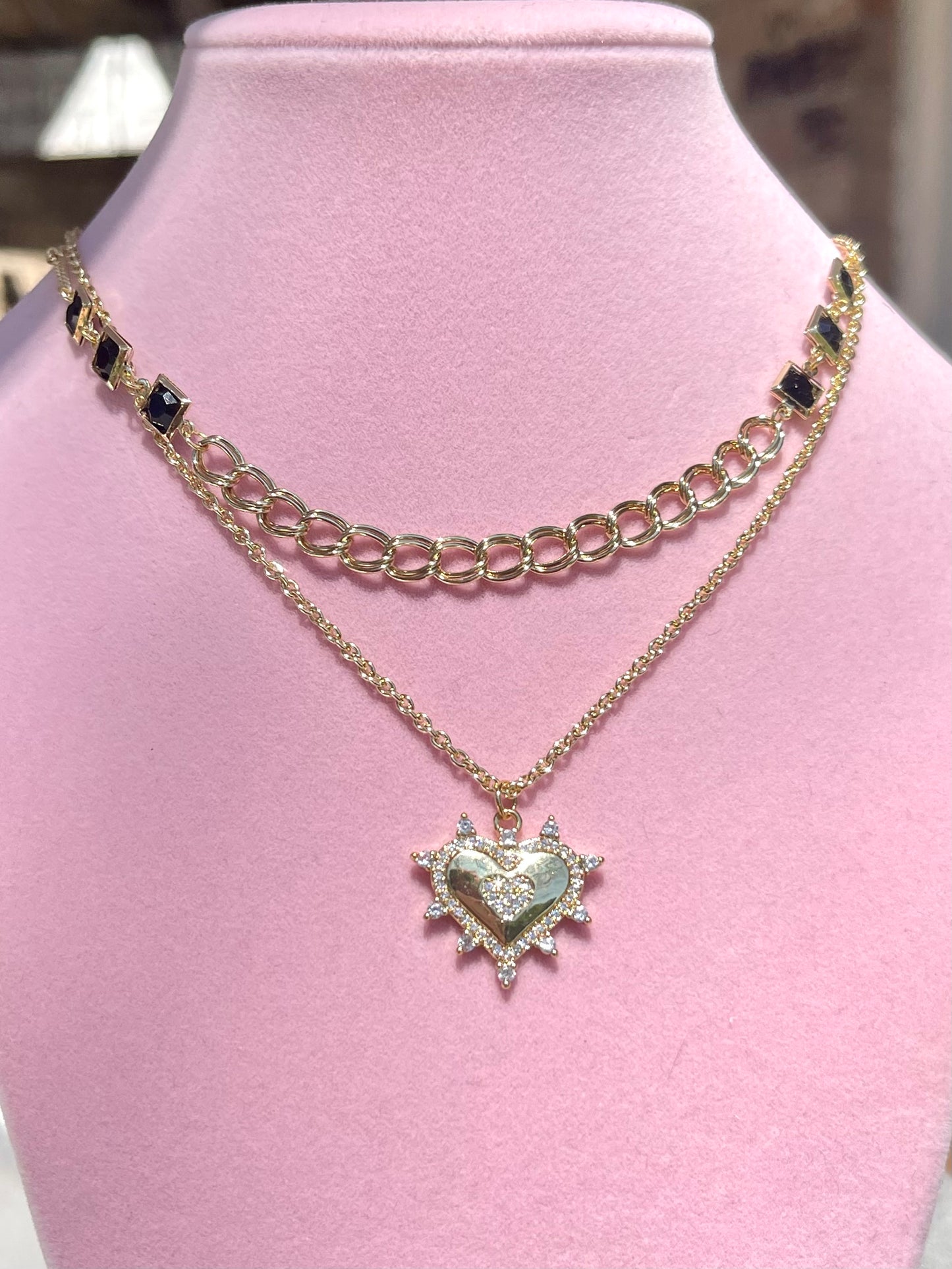 SS Heart Set Necklace