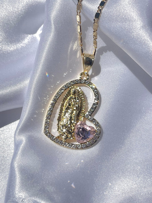 Heart Virgen Moon Necklace