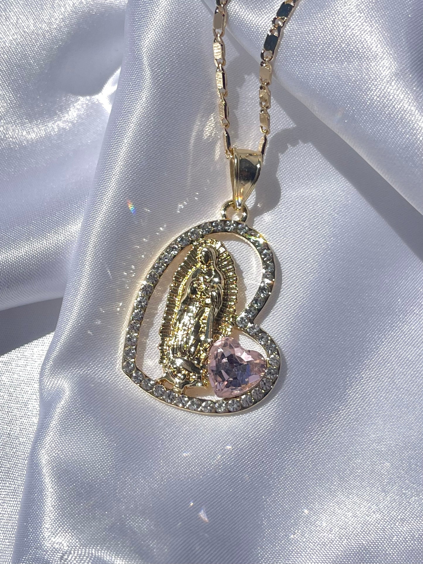 Heart Virgen Moon Necklace
