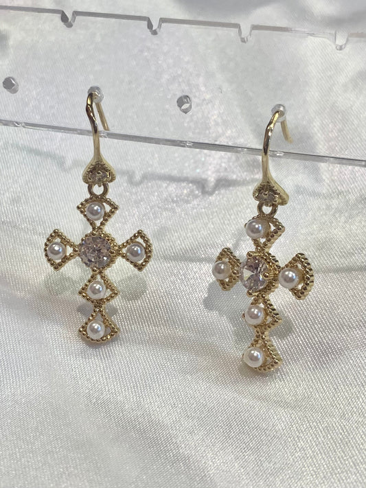 Cross Diamond Hoop