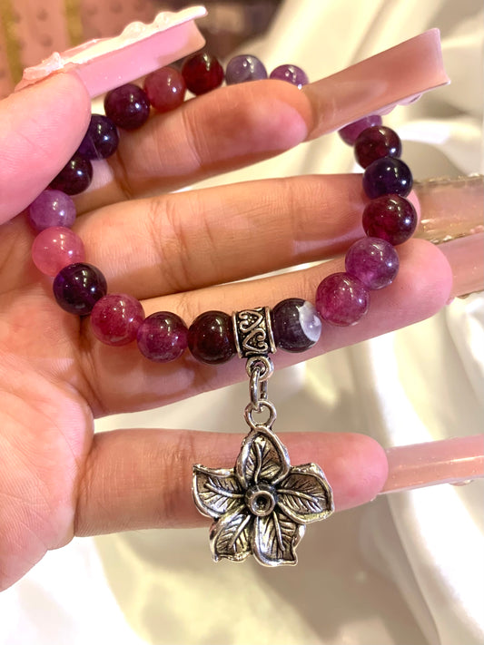 Jade & Amethyst Crystal Gemstone Bracelet