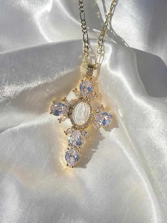 Beautiful Virgen Cross Necklace