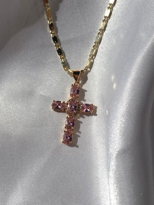 Pink Cross Necklace