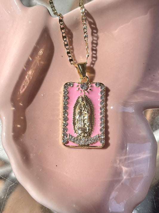 Pink Diamond Square Necklace