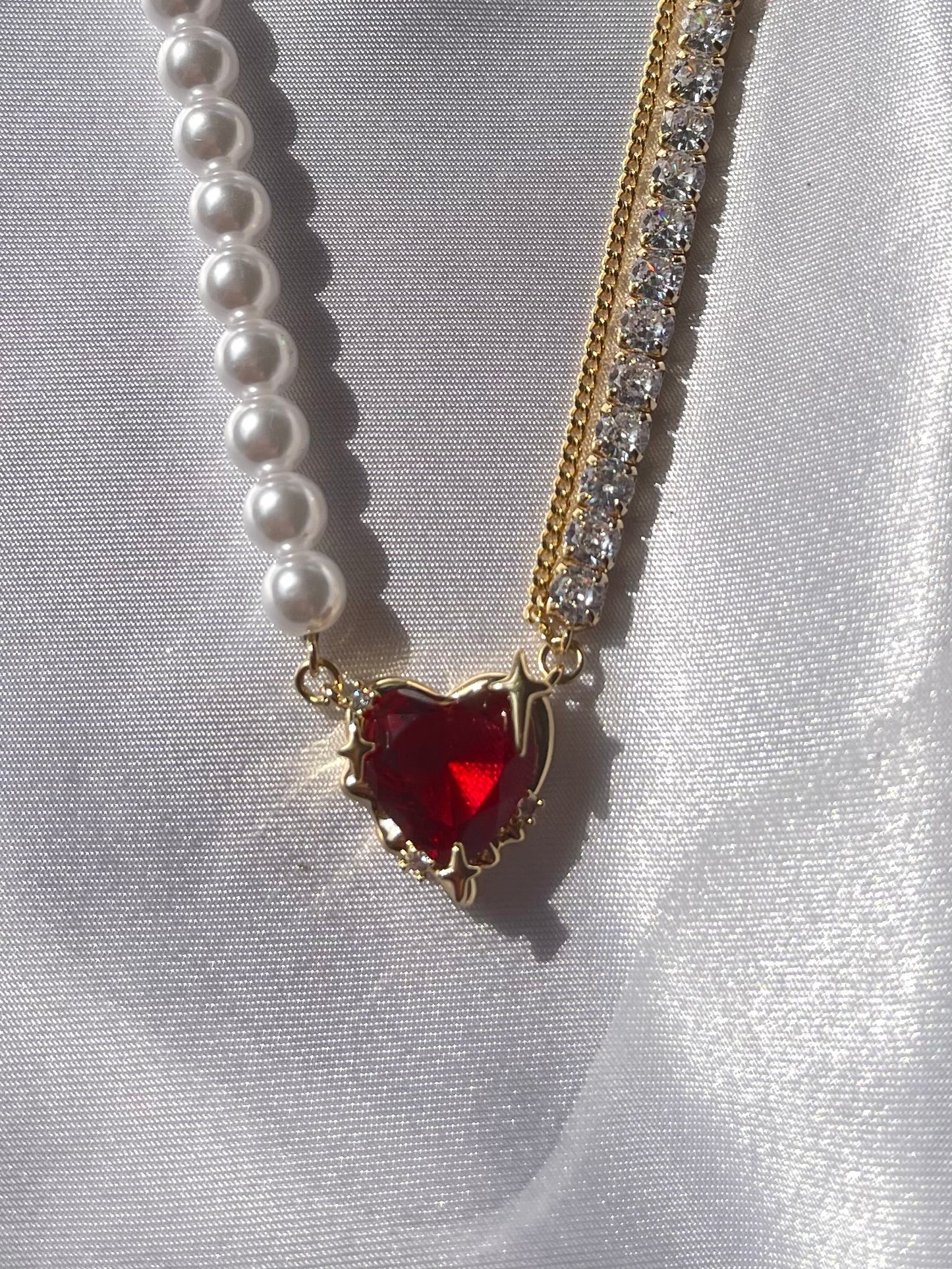 Red Heart Star Necklace (Adjustable)