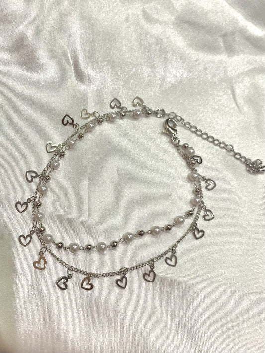 Hearts Pearl Anklet
