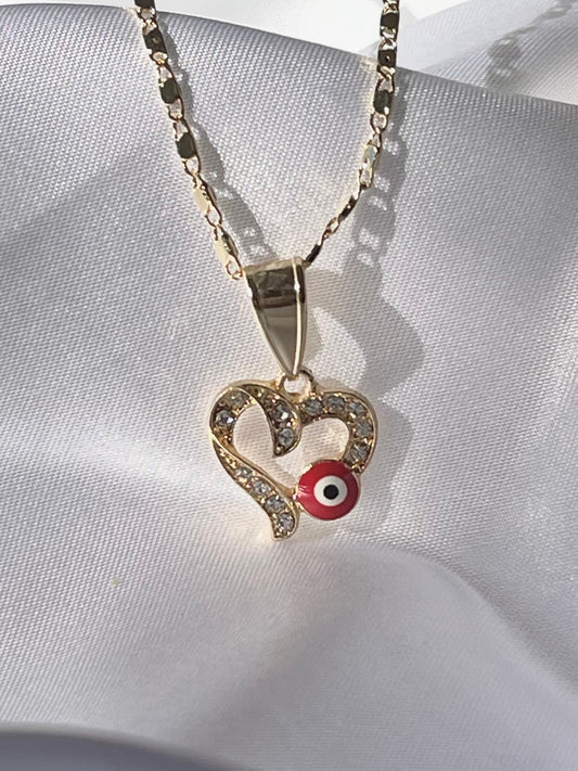 Evil Eye Small Heart Necklace