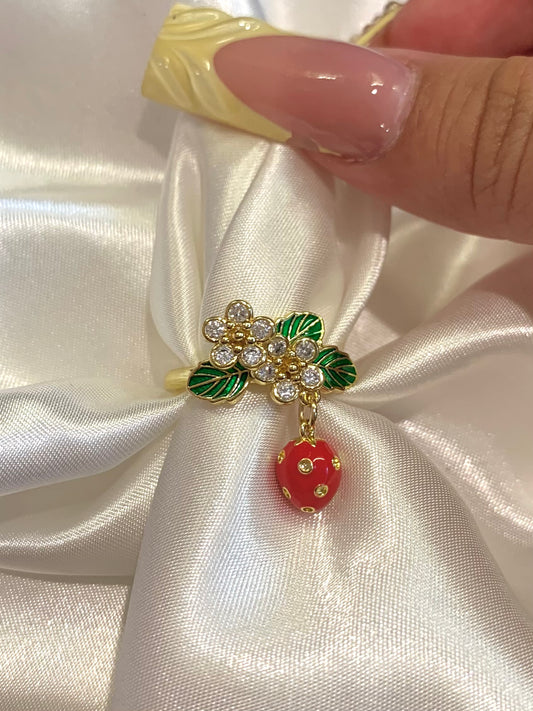 Flower Strawberry Ring (adjustable)