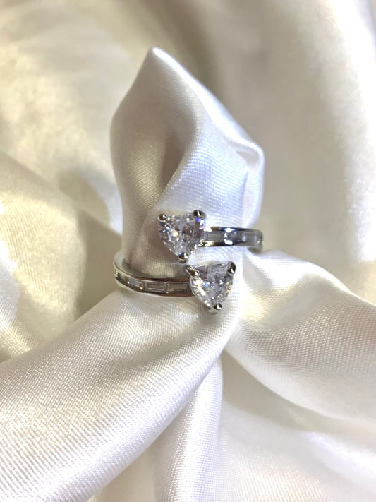 Silver Hearts Ring Adjustable