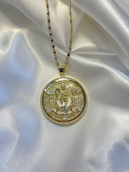Circle Medalla Santa Muerte Necklace