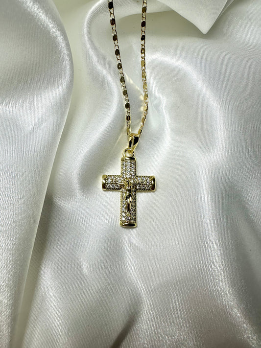 Diamond Jesus Cross Necklace