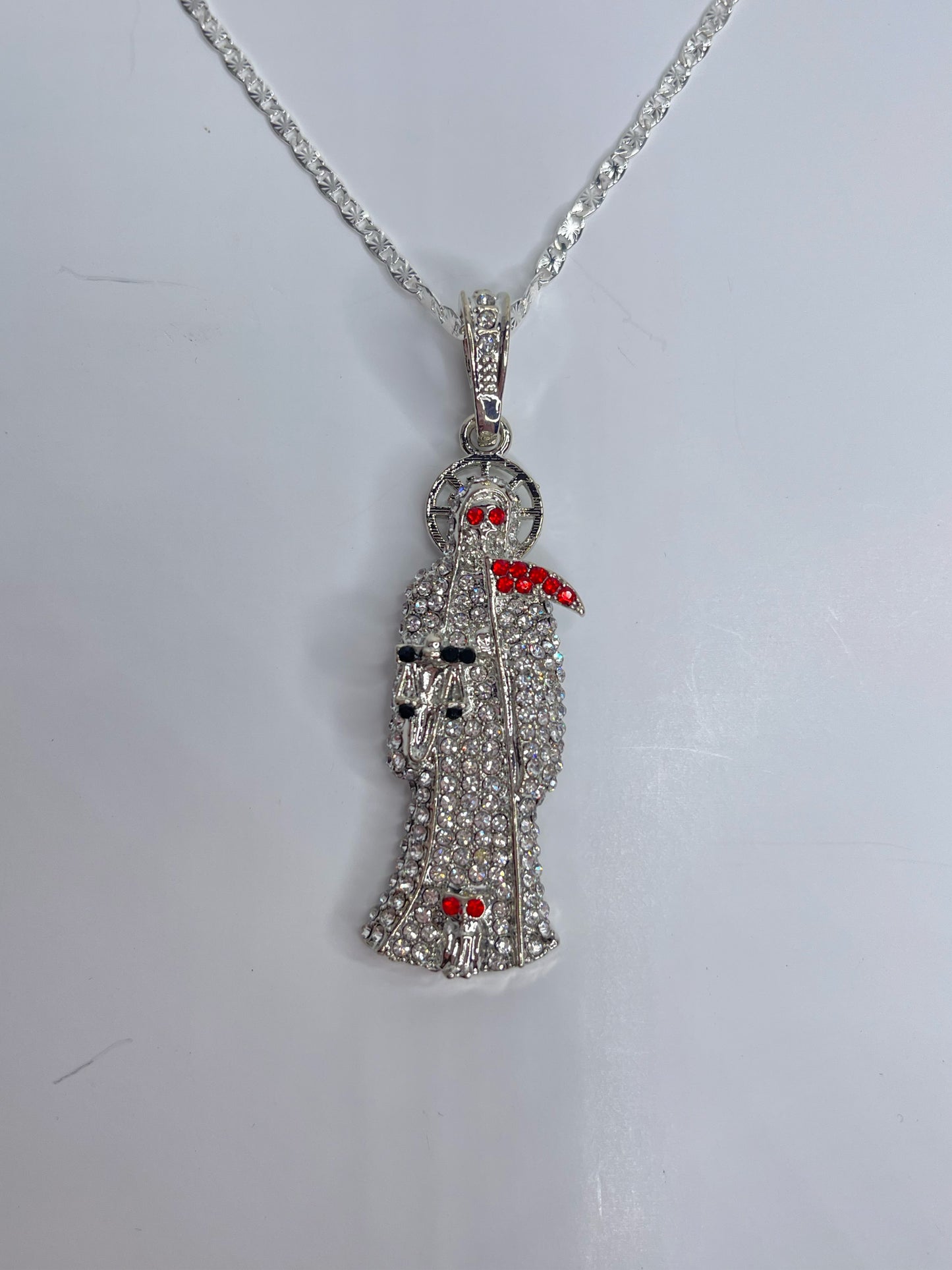 Silver Santa Muerte Necklace