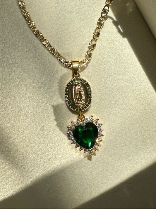 Emerald Virgen Necklace