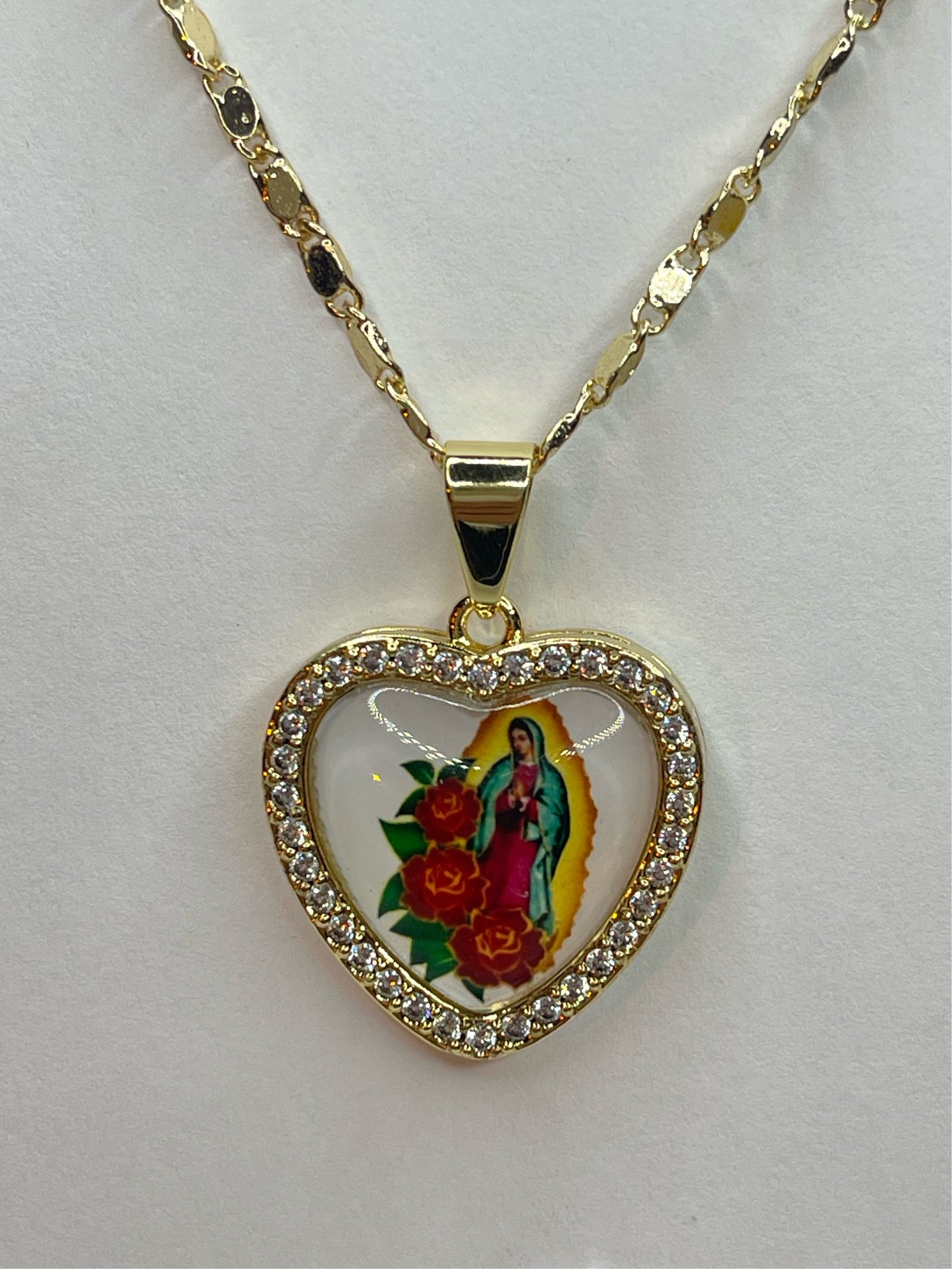 Rose Virgen Heart Necklace