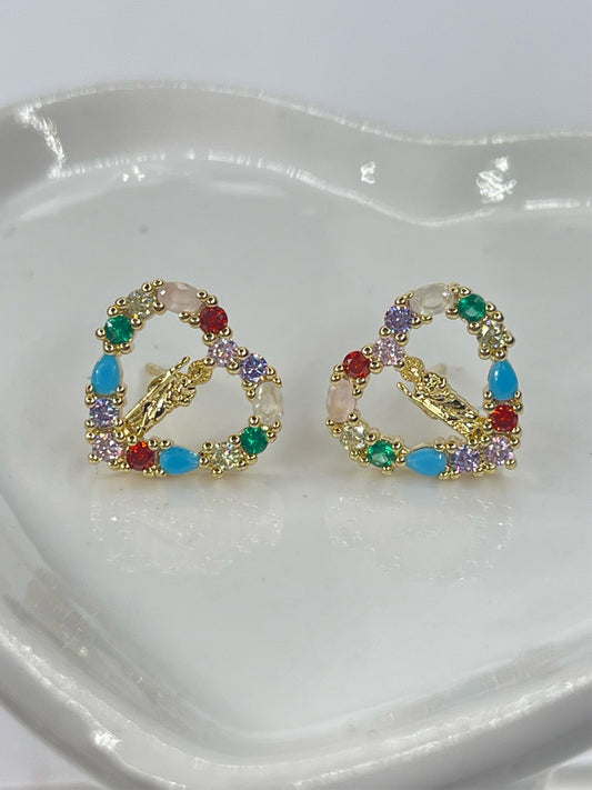 San Judas Multicolor Heart Earrings