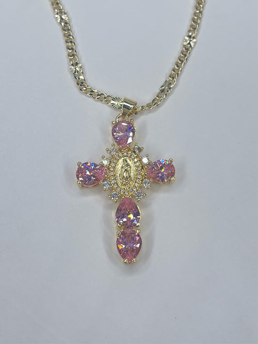 Pink Virgen Cross