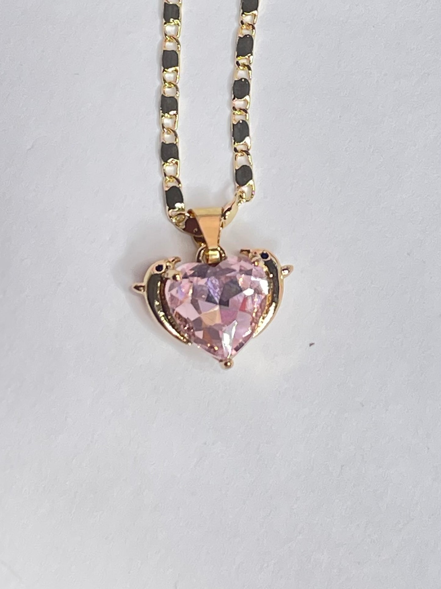 Pink Dolphin Heart Necklace